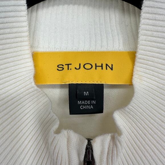 St. John Cream‎ Zip-Up Sequin Cardigan Sweater Size M Viscose Blend - Picture 3 of 8